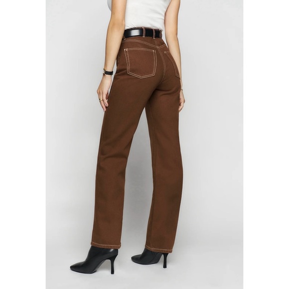 Reformation Cowboy High Rise Straight Jeans chocolate brown - Picture 4 of 13